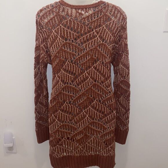 Universal Thread Open Stitch Tunic Sweater Burnt Orange XS NWT - Picture 5 of 7